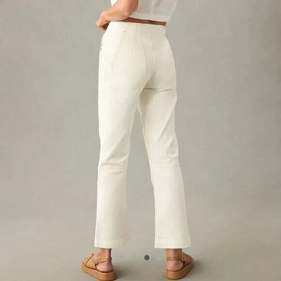 Anthropologie Pilcro Surplus High Rise Pants Jeans Sz 32 Ivory Vegan Leather NWT - Picture 8 of 14